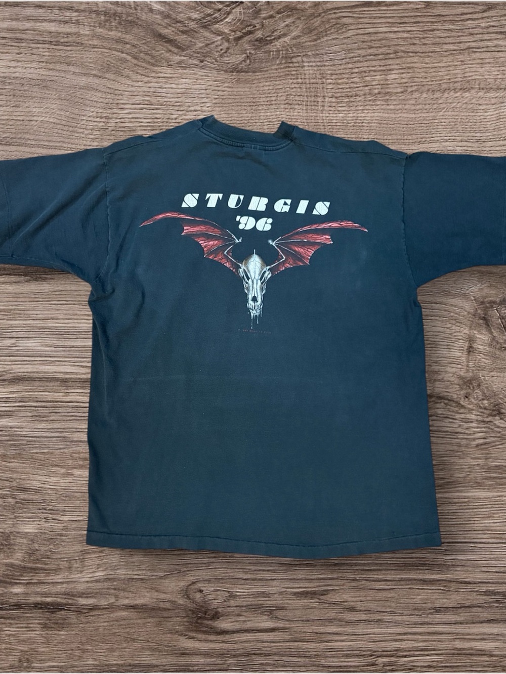 Fruit of the Loom Black Sturgis '96 Skull & Red Wing Graphic Tee